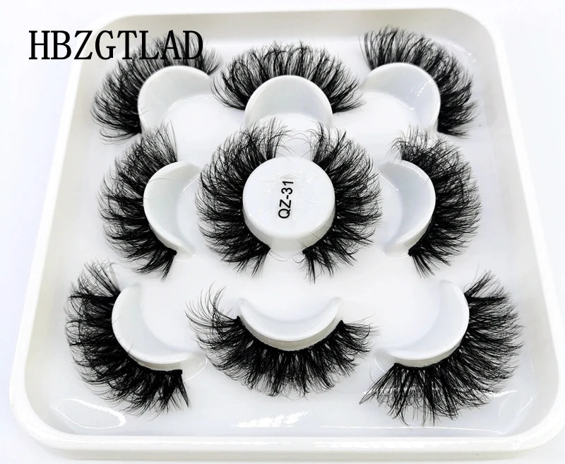 5 Pairs 25 mm 3d Mink Lashes Bulk Faux with Custom Box Wispy Natural Mink Lashes Pack Short Wholesales Natural