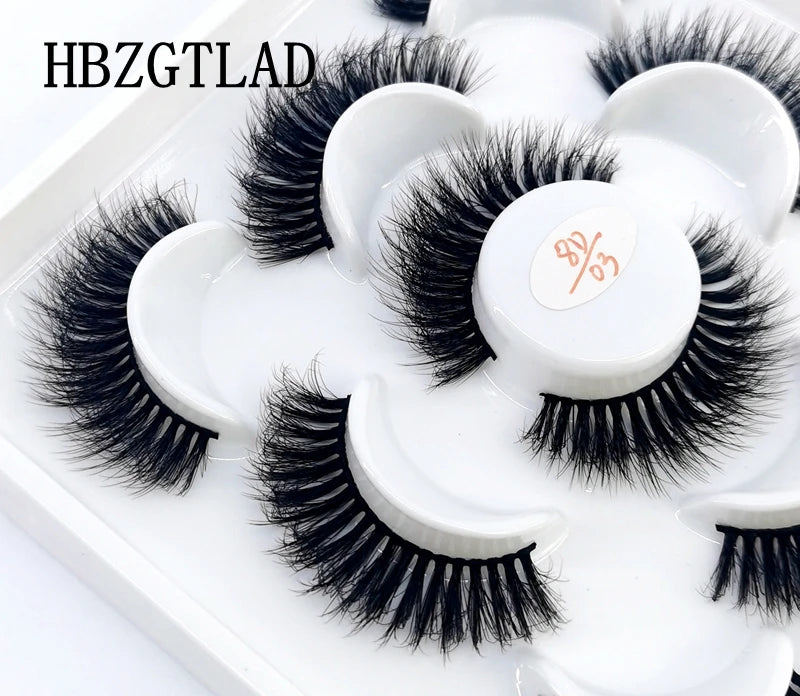 5 Pairs 25 mm 3d Mink Lashes Bulk Faux with Custom Box Wispy Natural Mink Lashes Pack Short Wholesales Natural