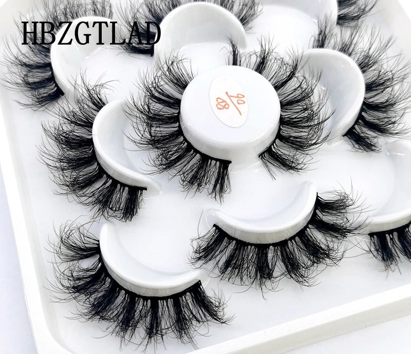 5 Pairs 25 mm 3d Mink Lashes Bulk Faux with Custom Box Wispy Natural Mink Lashes Pack Short Wholesales Natural