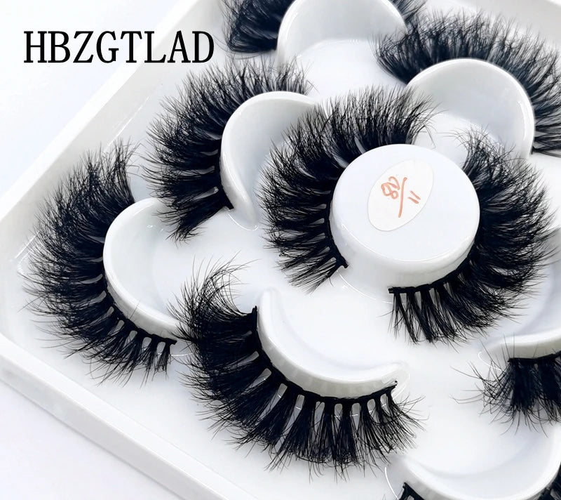 5 Pairs 25 mm 3d Mink Lashes Bulk Faux with Custom Box Wispy Natural Mink Lashes Pack Short Wholesales Natural