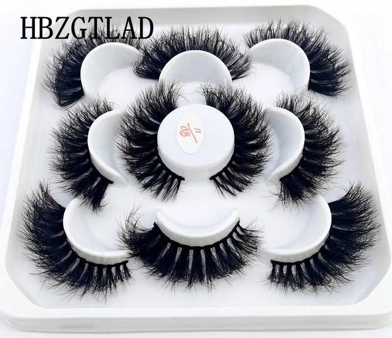 5 Pairs 25 mm 3d Mink Lashes Bulk Faux with Custom Box Wispy Natural Mink Lashes Pack Short Wholesales Natural