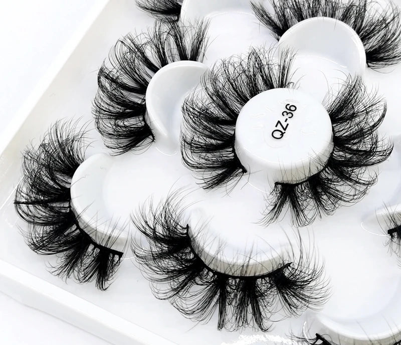 5 Pairs 25 mm 3d Mink Lashes Bulk Faux with Custom Box Wispy Natural Mink Lashes Pack Short Wholesales Natural