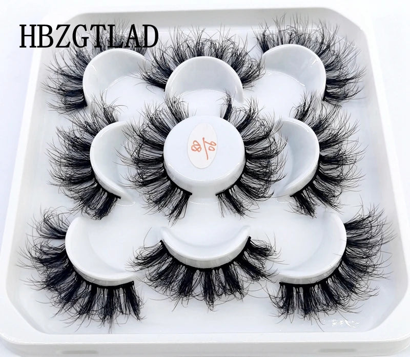 5 Pairs 25 mm 3d Mink Lashes Bulk Faux with Custom Box Wispy Natural Mink Lashes Pack Short Wholesales Natural