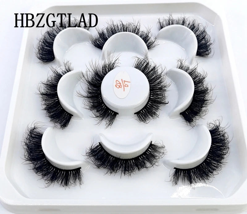 5 Pairs 25 mm 3d Mink Lashes Bulk Faux with Custom Box Wispy Natural Mink Lashes Pack Short Wholesales Natural