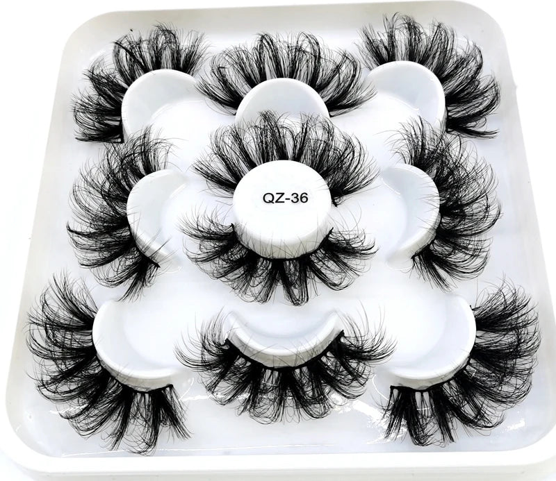 5 Pairs 25 mm 3d Mink Lashes Bulk Faux with Custom Box Wispy Natural Mink Lashes Pack Short Wholesales Natural