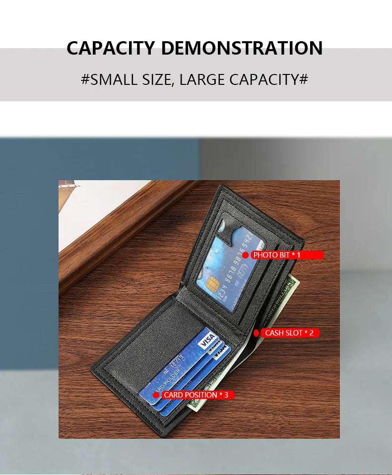 Men's Slim Bifold Faux Leather Wallet with Card Holder