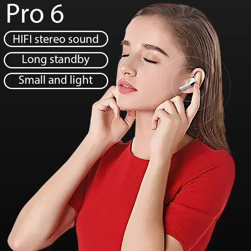 Pro 6 TWS Bluetooth Earbuds & Mic