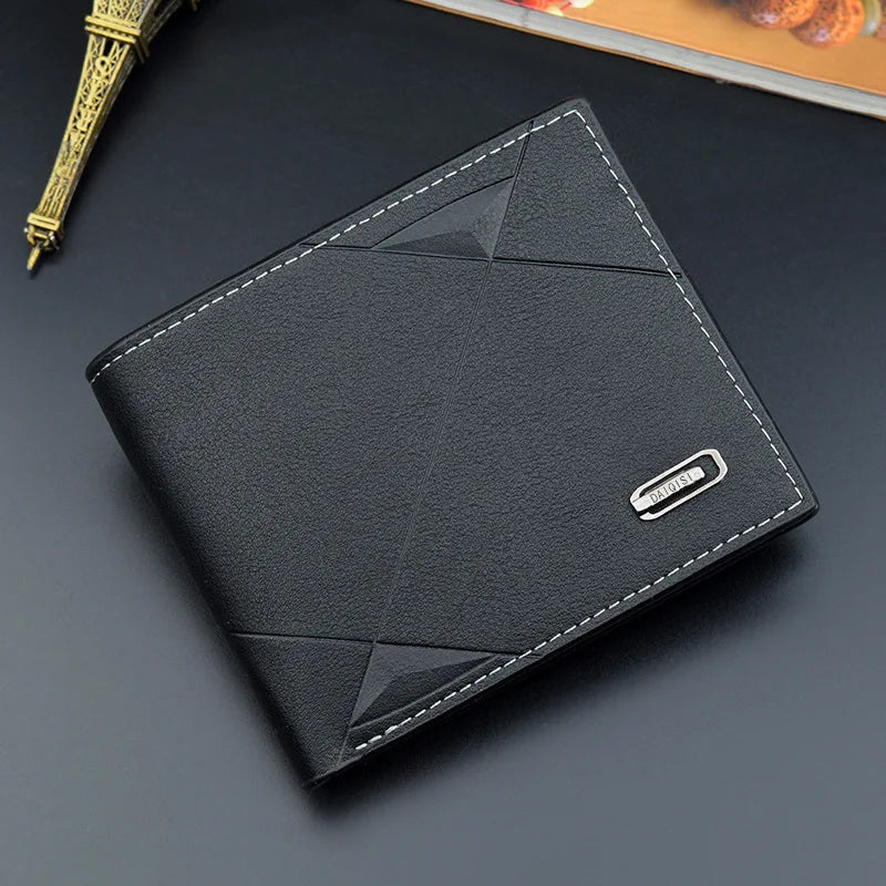 Men's Slim Bifold Faux Leather Wallet with Card Holder
