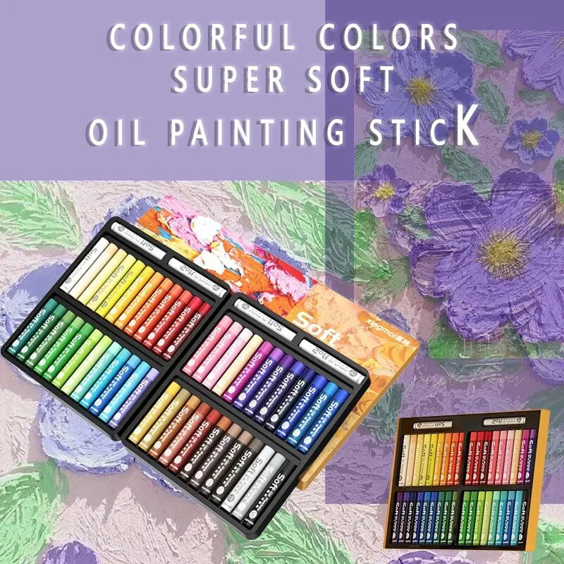 A Set Non-toxic Student Graffiti Stick Super Soft Heavy Color Oil Painting Stick Set To Draw.