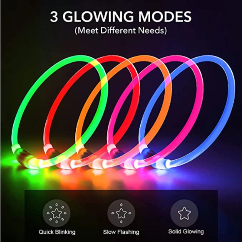 Luminous Dog Collar Light Charge Cat Necklace, Led Fashion Flashing DIY Glowing Safety Collar for Dogs Nighttime