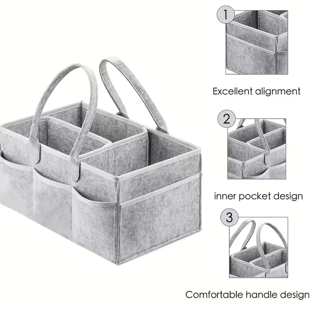 Portable Baby Diaper Ball Bag Organizer Unisex Canvas Diaper Stackers & Caddies for Change Table And Car Nursery Essentials Storage