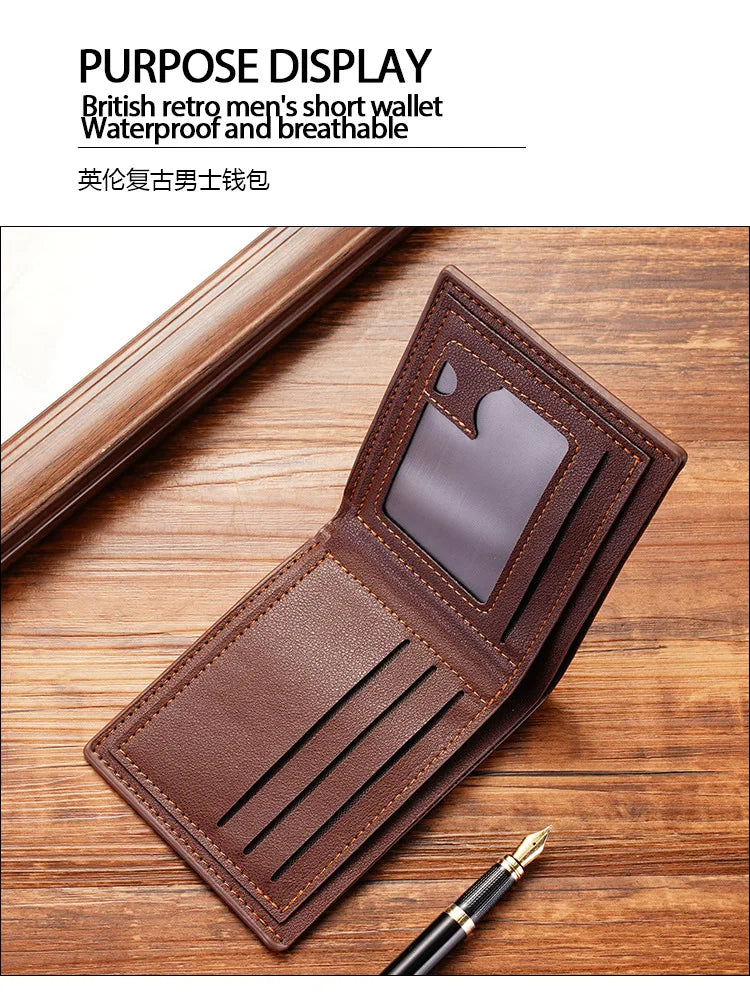 Men's Slim Bifold Faux Leather Wallet with Card Holder