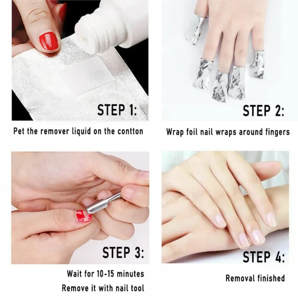 100PCS Gel Nail Polish Remover Foil Wraps with Cotton Pad