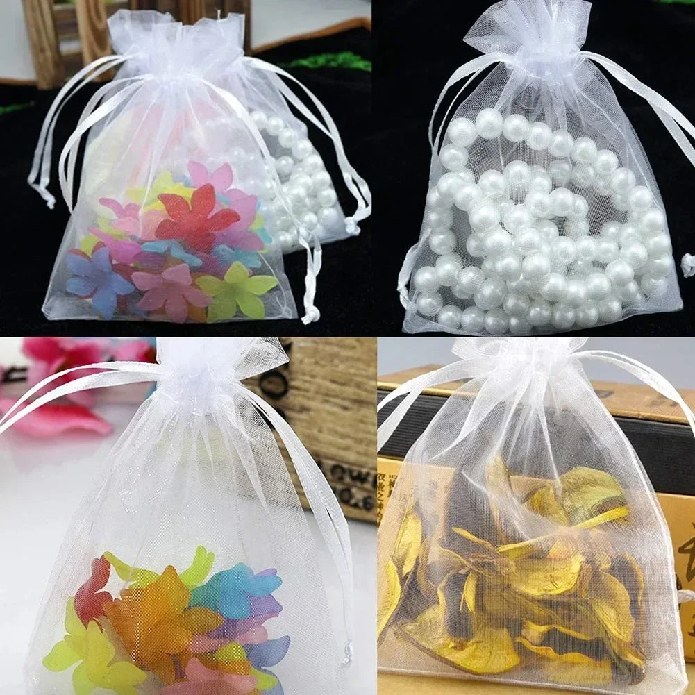 50Pcs Organza Drawstring Bags for Gifts, Jewelry, and Party Favors
