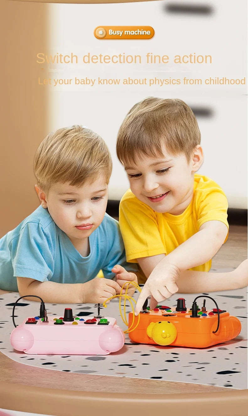 Montessori Busy Board Sensory Toy with LED Light Switch for Children (Ages 2-4)