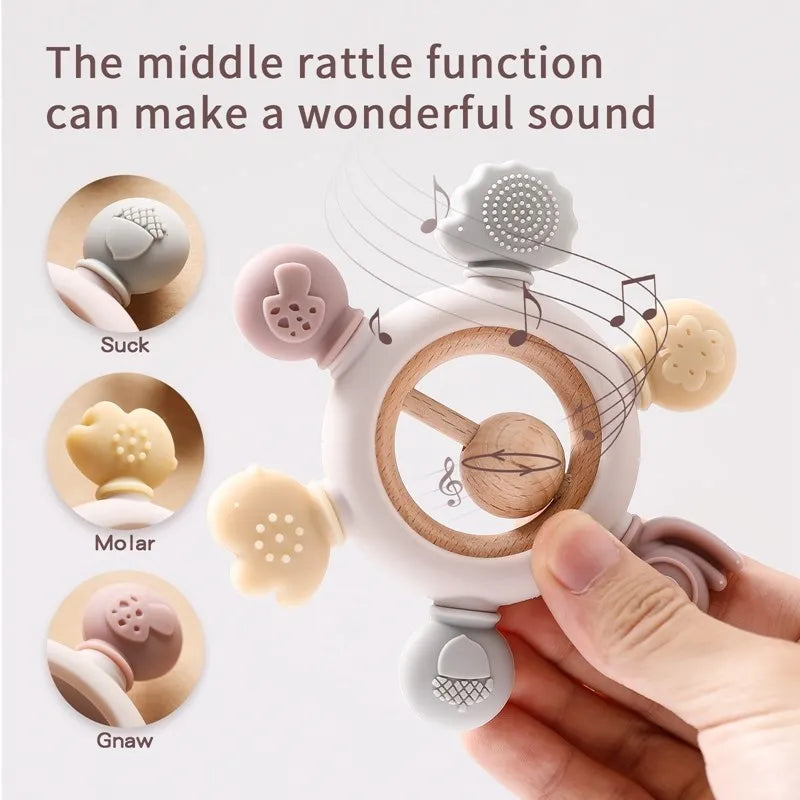Food Grade Silicone Baby Teethers Animal Shape Teething Toys 0-12 Months Grinding Stick Pacifier Accessories BPA Free