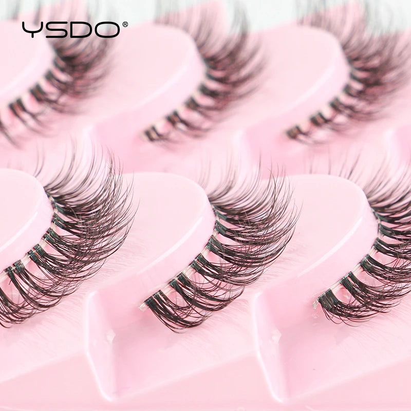 YSDO Manga Lashes 5/10pairs Natural Full False Eyelashes 3D Mink Lashes Extensions Cat Eye Fake Eyelashes Faux Cils