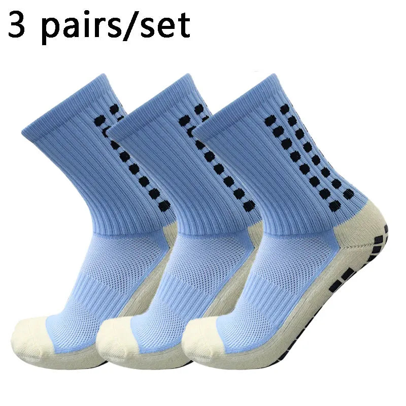 3 pairs of anti-skid classic sports socks with adhesive points, football socks Professional football training competition sports