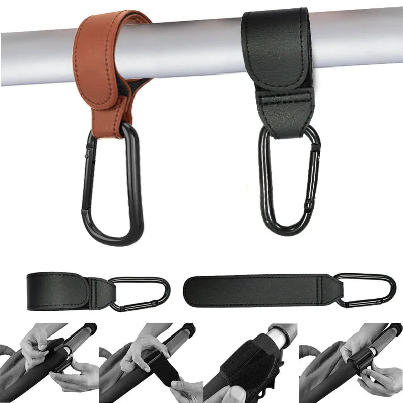 PU Leather Baby Bag Stroller Hook 360 Degree Rotatable Pram Cart Organizer Accessory for Strollers And Carts