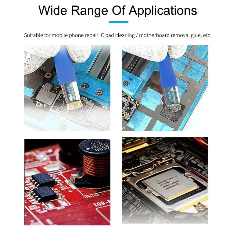 SUNSHINE SS-022a/022b Mobile Phone Motherboard Welding Pad Clean Brush Stiff Brush for Solder Paste Welding Oil Flux Clean Tools