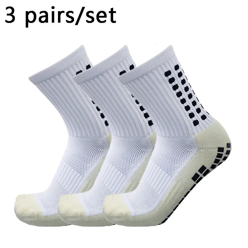 3 pairs of anti-skid classic sports socks with adhesive points, football socks Professional football training competition sports