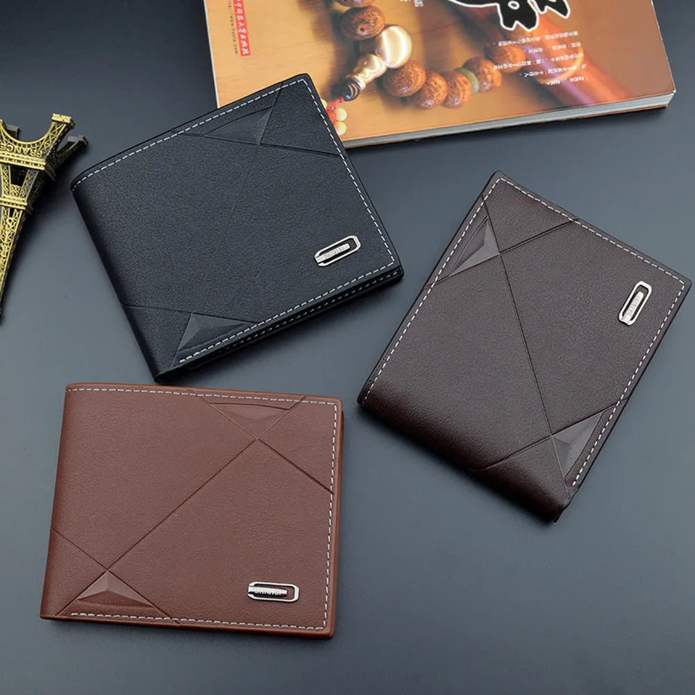 Men's Slim Bifold Faux Leather Wallet with Card Holder