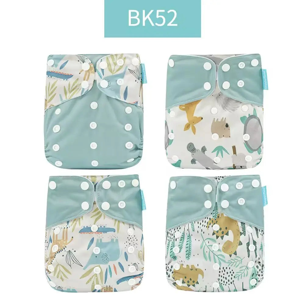 Happyflute 4Pcs/Set Eco-Friendly Reusable Baby Cloth Diapers Unisex 0-1Y Polyester Nappies Suitable for 3-15 Kg Weight