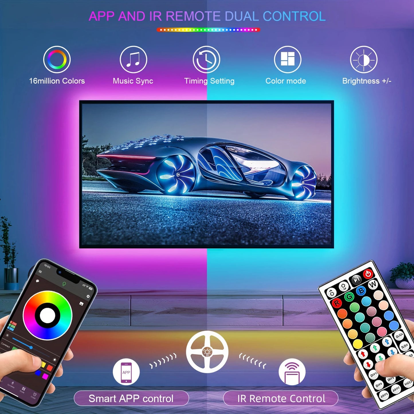 RGB LED Strip Lights with App Control for Room Decoration