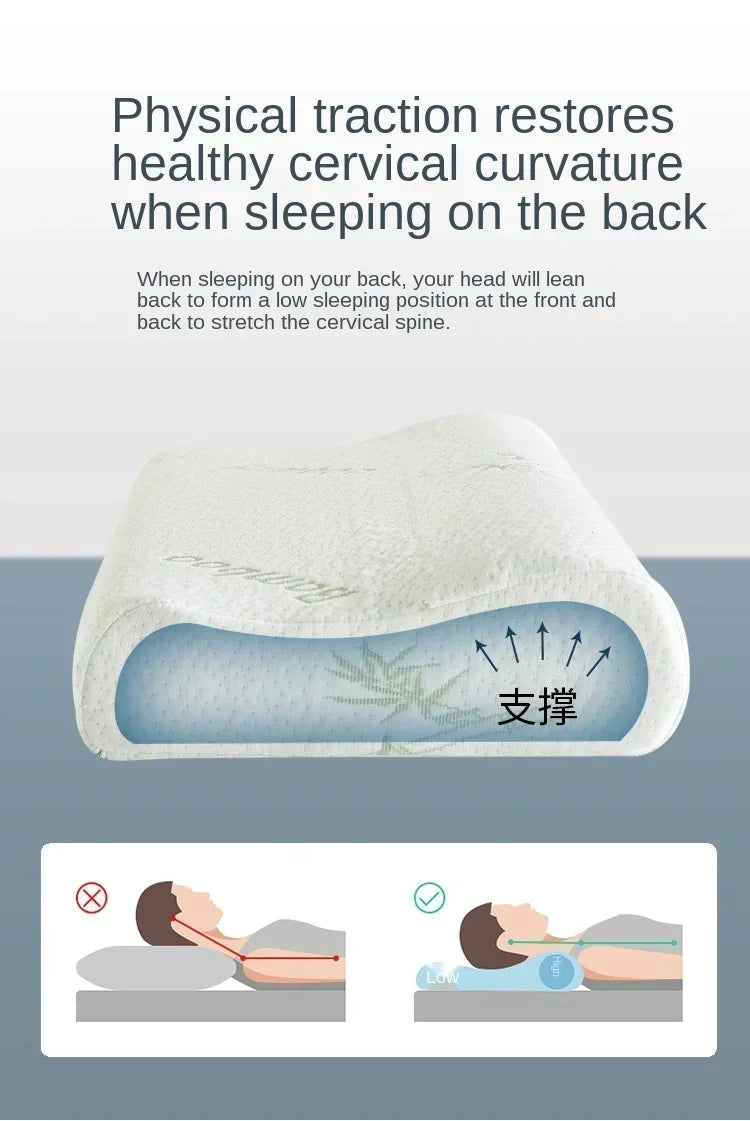 Long Memory Foam Bedding Pillow for Neck Protection, Slow Rebound Shaped Maternity Pillow, Orthopedic Support for Sleeping