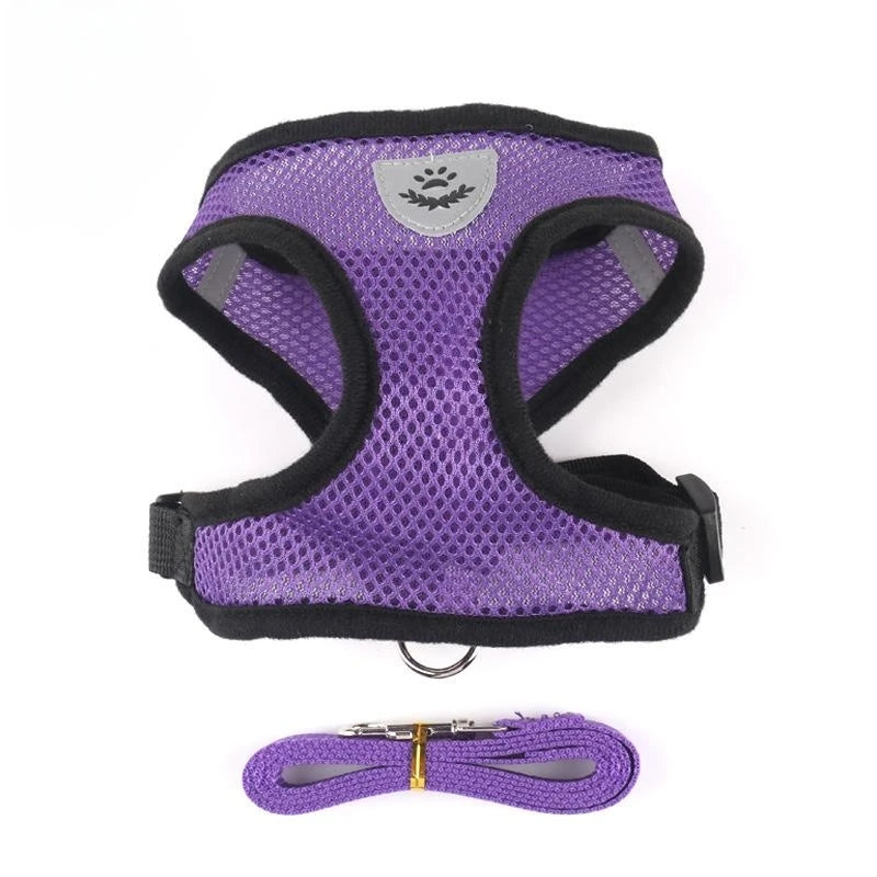 Adjustable Cat & Dog Harness with Leash, Breathable Mesh, Reflective