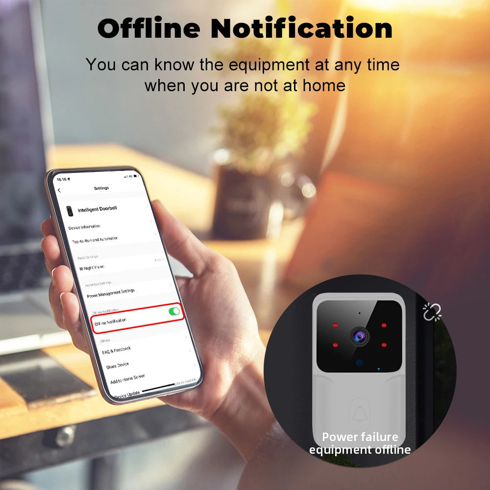 Tuya WiFi Video Doorbell Wireless HD Camera IR Alarm, Door Bell WiFi Intercom