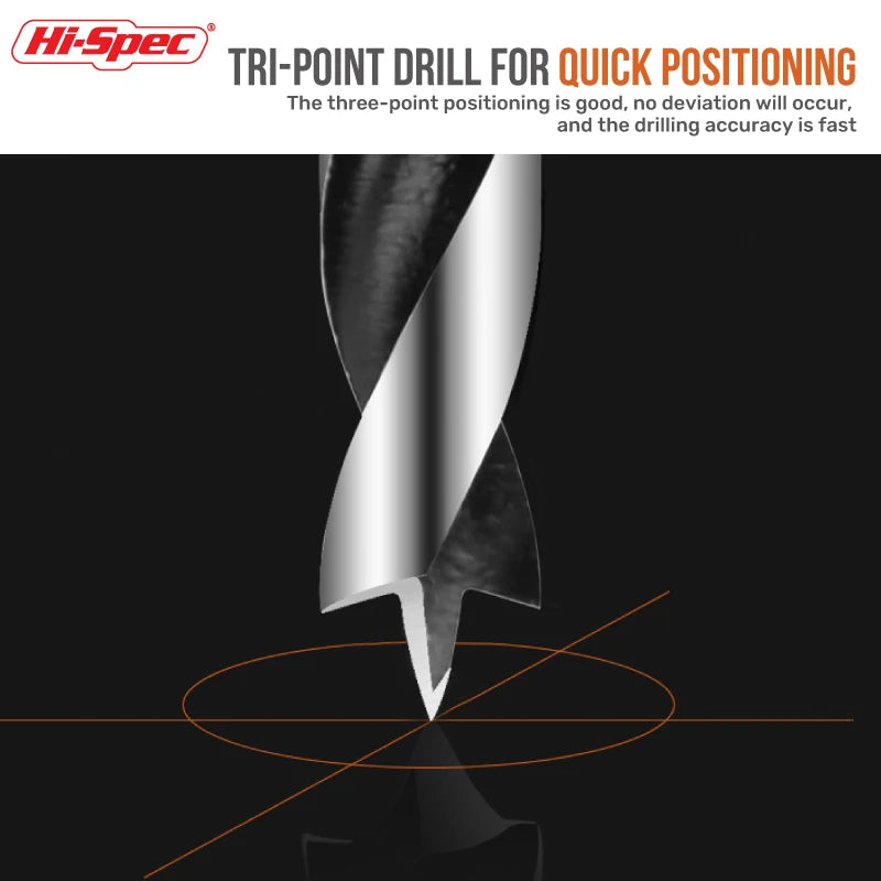Hi-Spec 8pc Three-tip Woodworking Drill 3~10mm Tri-Point Drill Bits Kit High Speed Steel Hole Opener Cutter Metal Wood Tools