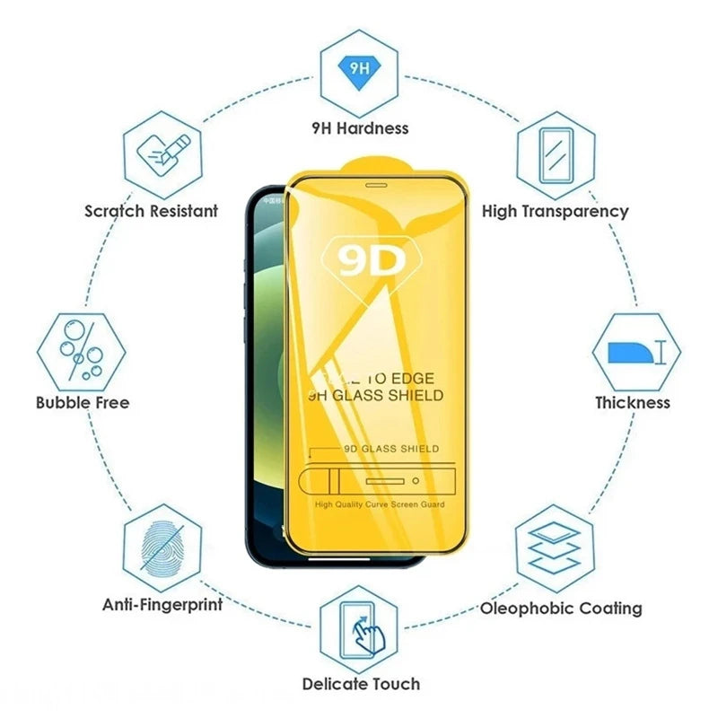 4PCS 9D Protective Tempered Glass Screen Protector