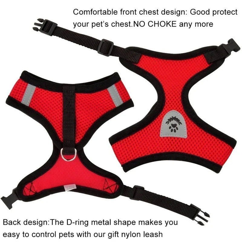 Adjustable Cat & Dog Harness with Leash, Breathable Mesh, Reflective