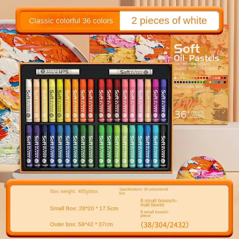 A Set Non-toxic Student Graffiti Stick Super Soft Heavy Color Oil Painting Stick Set To Draw.