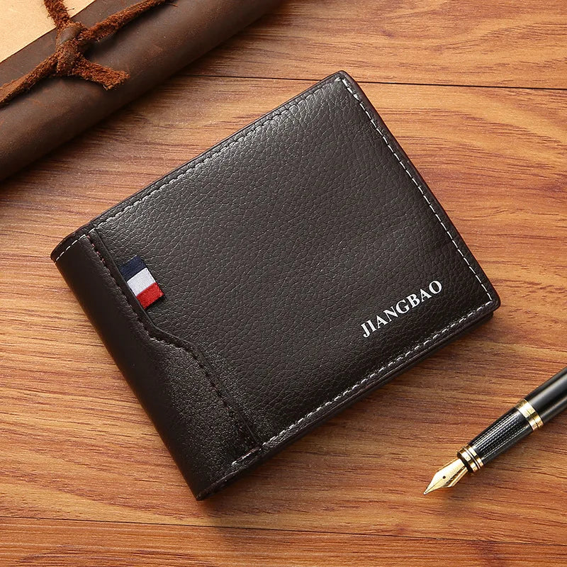 Men's Slim Bifold Faux Leather Wallet with Card Holder