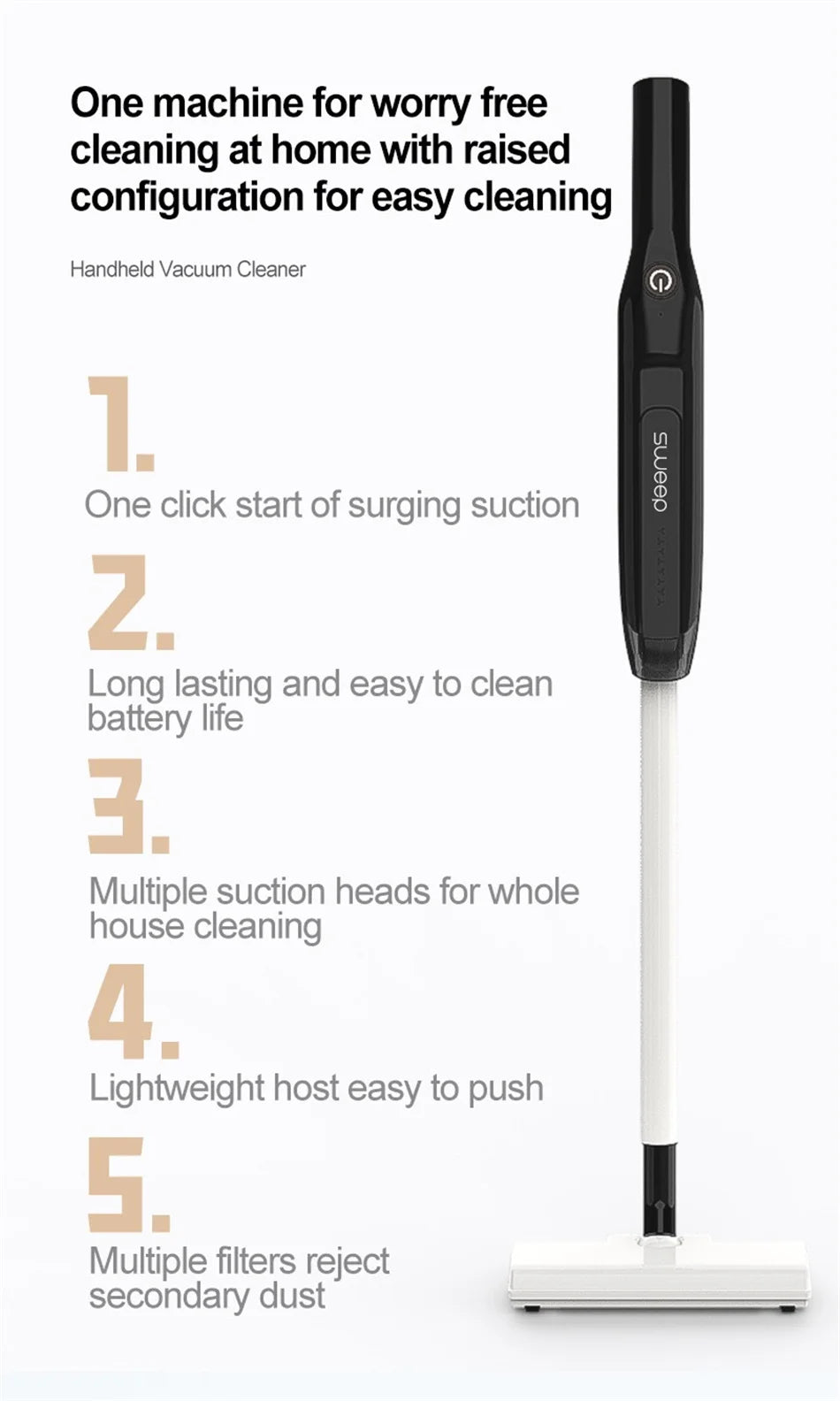 Handheld Wireless Vacuum Cleaner 20000Pa, Powerful Car & Home Cleaning Machine, Metal Strainer, Portable & Cordless