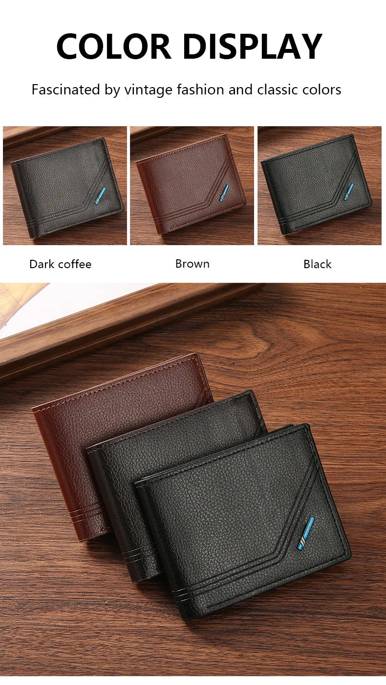 Men's Slim Bifold Faux Leather Wallet with Card Holder