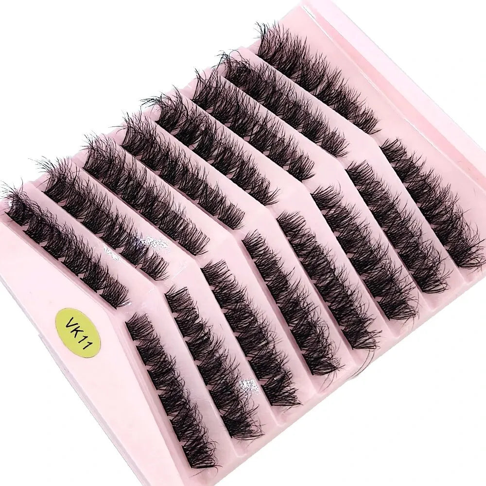 New 8 Rows Mink Eyelashes Natural Bundles Eyelash Extension 3D Russia Volume Individual Eyelash Cluster Makeup Tools