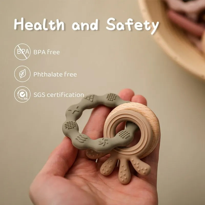 Food Grade Silicone Baby Teethers Animal Shape Teething Toys 0-12 Months Grinding Stick Pacifier Accessories BPA Free