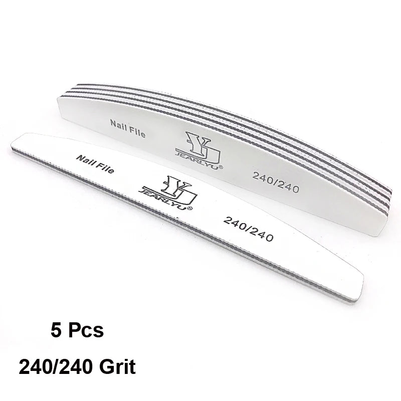 5Pcs/Lot Nail File Set - Mix Color Limas with 80/100/150/180/240 Grit for Manicure & Pedicure