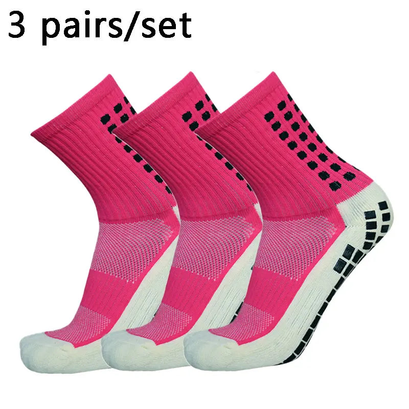 3 pairs of anti-skid classic sports socks with adhesive points, football socks Professional football training competition sports