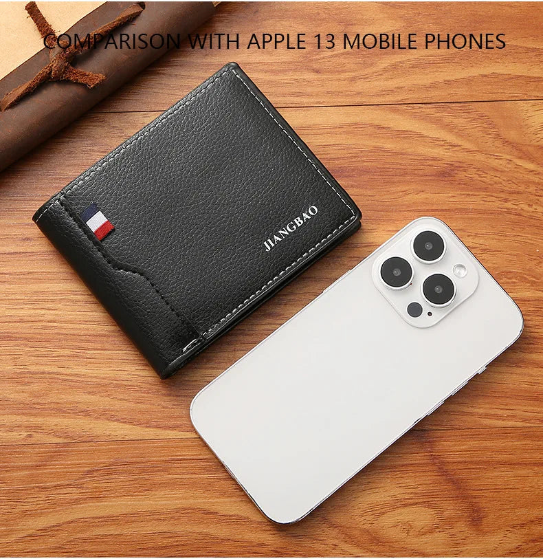 Men's Slim Bifold Faux Leather Wallet with Card Holder