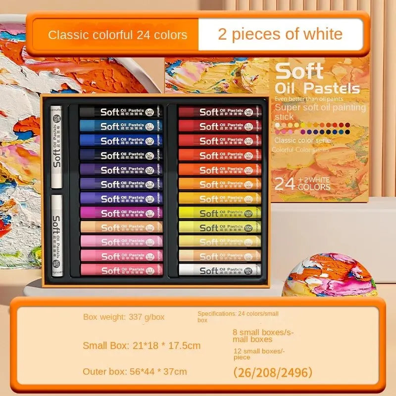 A Set Non-toxic Student Graffiti Stick Super Soft Heavy Color Oil Painting Stick Set To Draw.