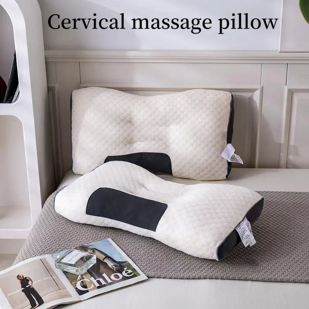 Soybean Fiber Cervical Orthopedic Neck Pillow with Massage & Cooling Support