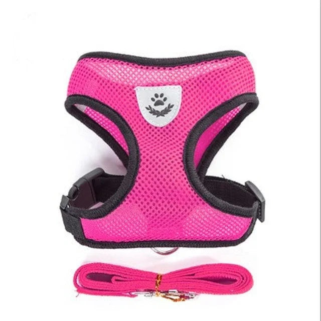 Adjustable Cat & Dog Harness with Leash, Breathable Mesh, Reflective