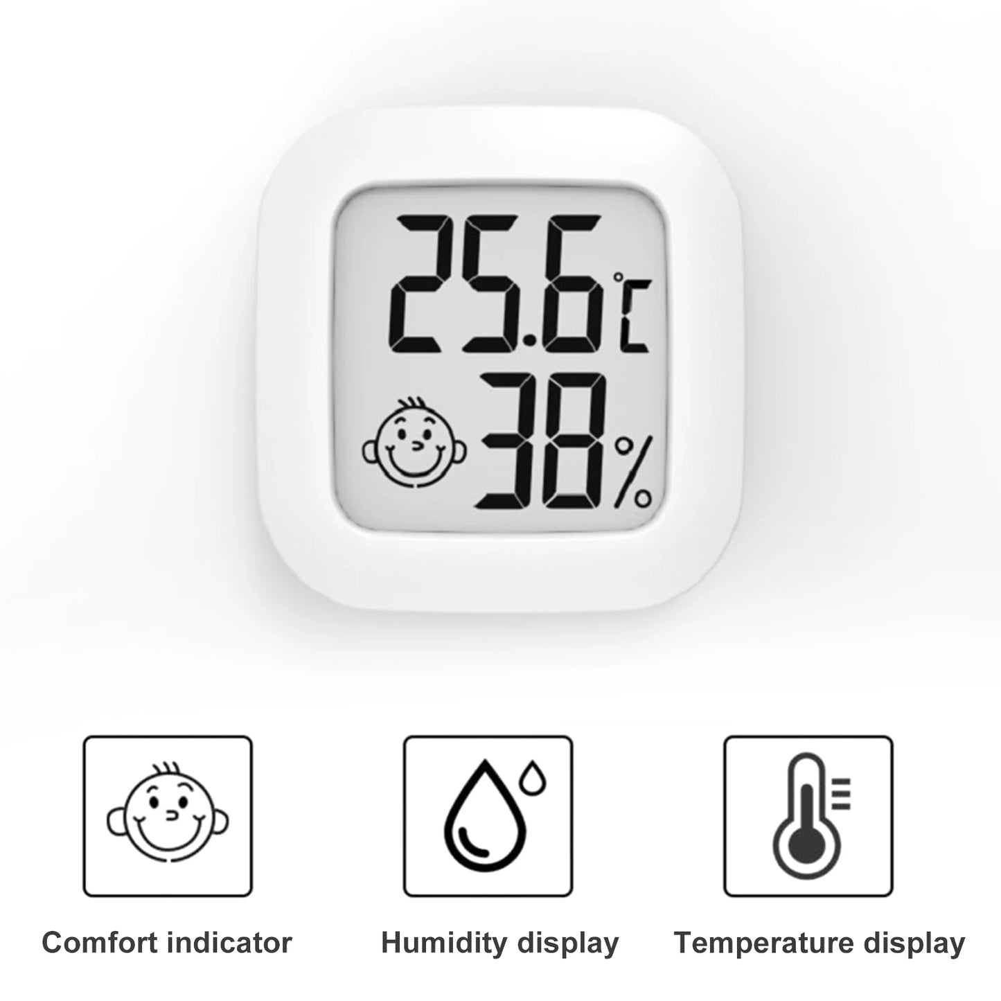 Thermometer Hygrometer Mini Weather Station Thermo-Hygrometer Built-in 2032 Button Battery Temperature Tester Gauge