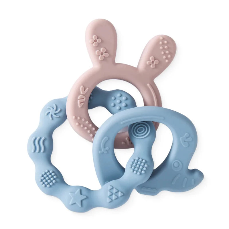 Food Grade Silicone Baby Teethers Animal Shape Teething Toys 0-12 Months Grinding Stick Pacifier Accessories BPA Free