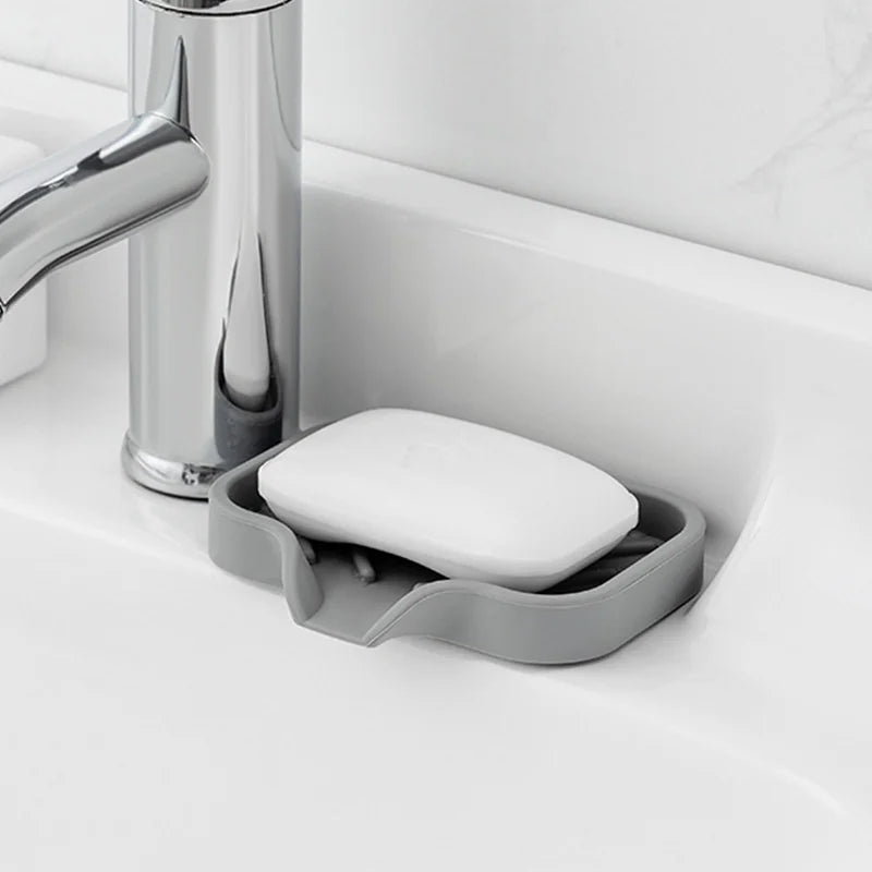 Sink Silicone Tray With Drain Soap Sponge Storage Holder Countertop Sink Scrubber Brush Soap