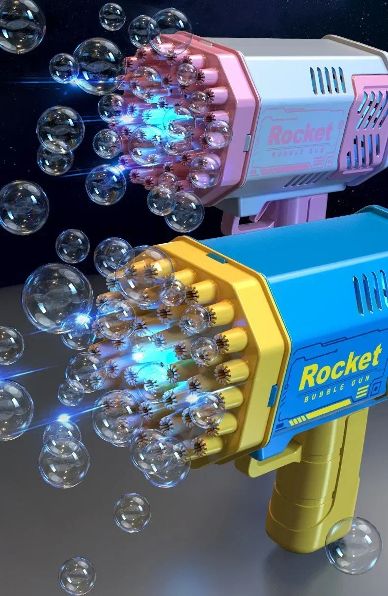 New 40 Hole Handheld Fully Automatic Space Light Bubble Machine Electric Children's Toys Without Battery